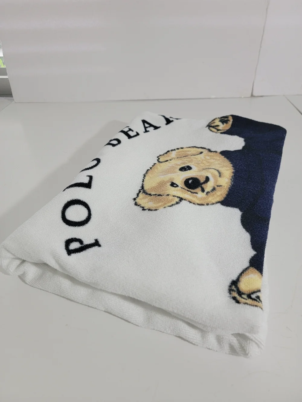 Ralph Lauren White Polo Bear Graphic Extra Large Towel